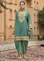 Shimmer Sea Green Wedding Wear Sequins Work Readymade Dhoti Suit